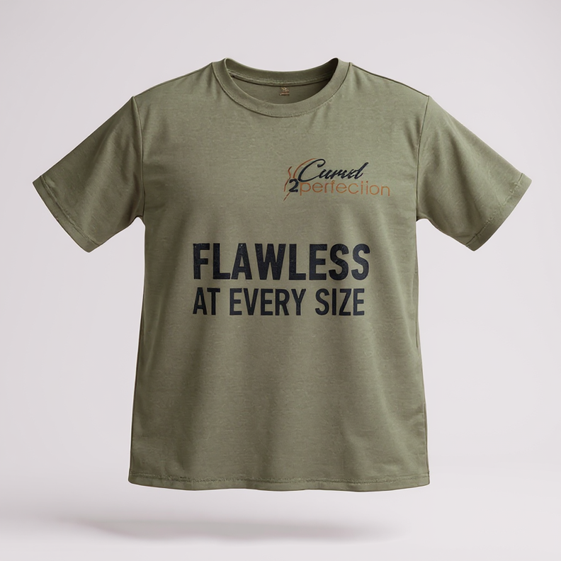 "Flawless in Every Size" Longline T-Shirt – Khaki Green