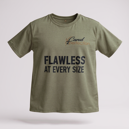 "Flawless in Every Size" Longline T-Shirt – Khaki Green