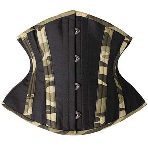 Open image in slideshow, Shadowed Verdant Underbust Steel Boned Corset
