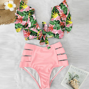 Open image in slideshow, High Waist Floral Flounce Bikini Set
