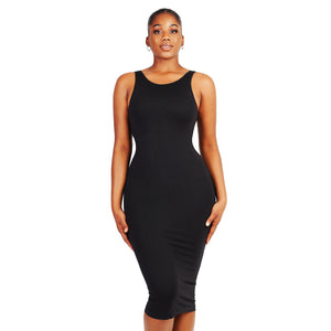 Open image in slideshow, Midi Sleeveless Dress With Built-in Shaper
