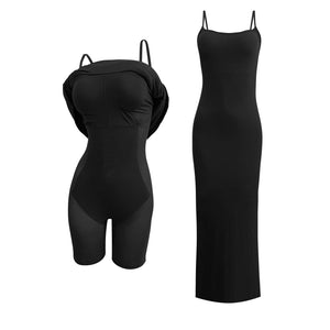 Open image in slideshow, Maxi Bodycon dress with built-in shaper
